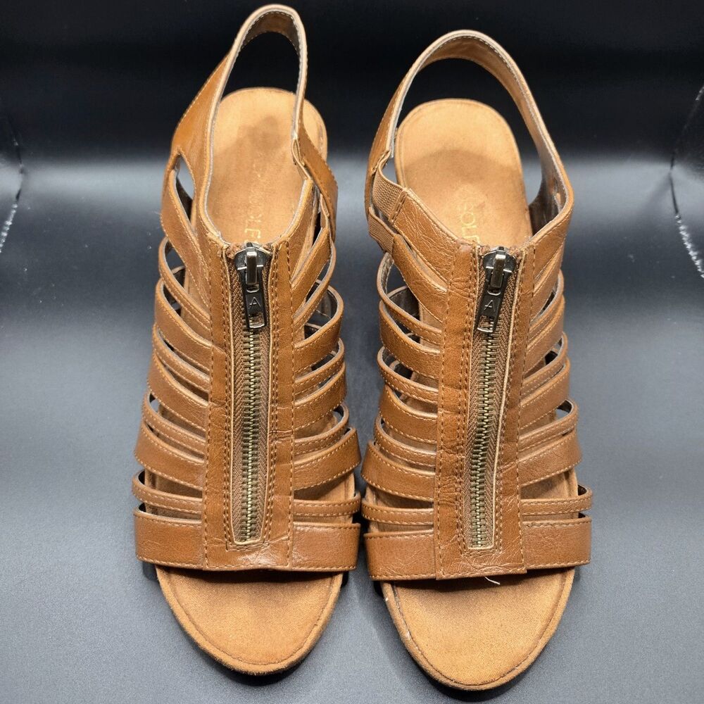 Aerosoles Brown Strappy Cage Wedge Sandals Size 9